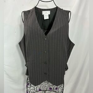 Y2K Worthington grey pinstripe button down vest size MP
